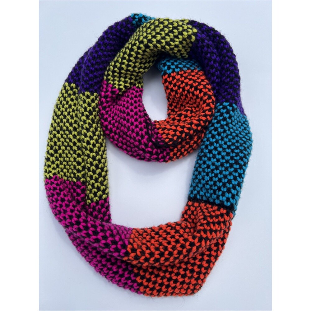 Aeropostale Scene Kid Colorblock Knit Infinity Scarf Emo Neon Punk Alt Striped